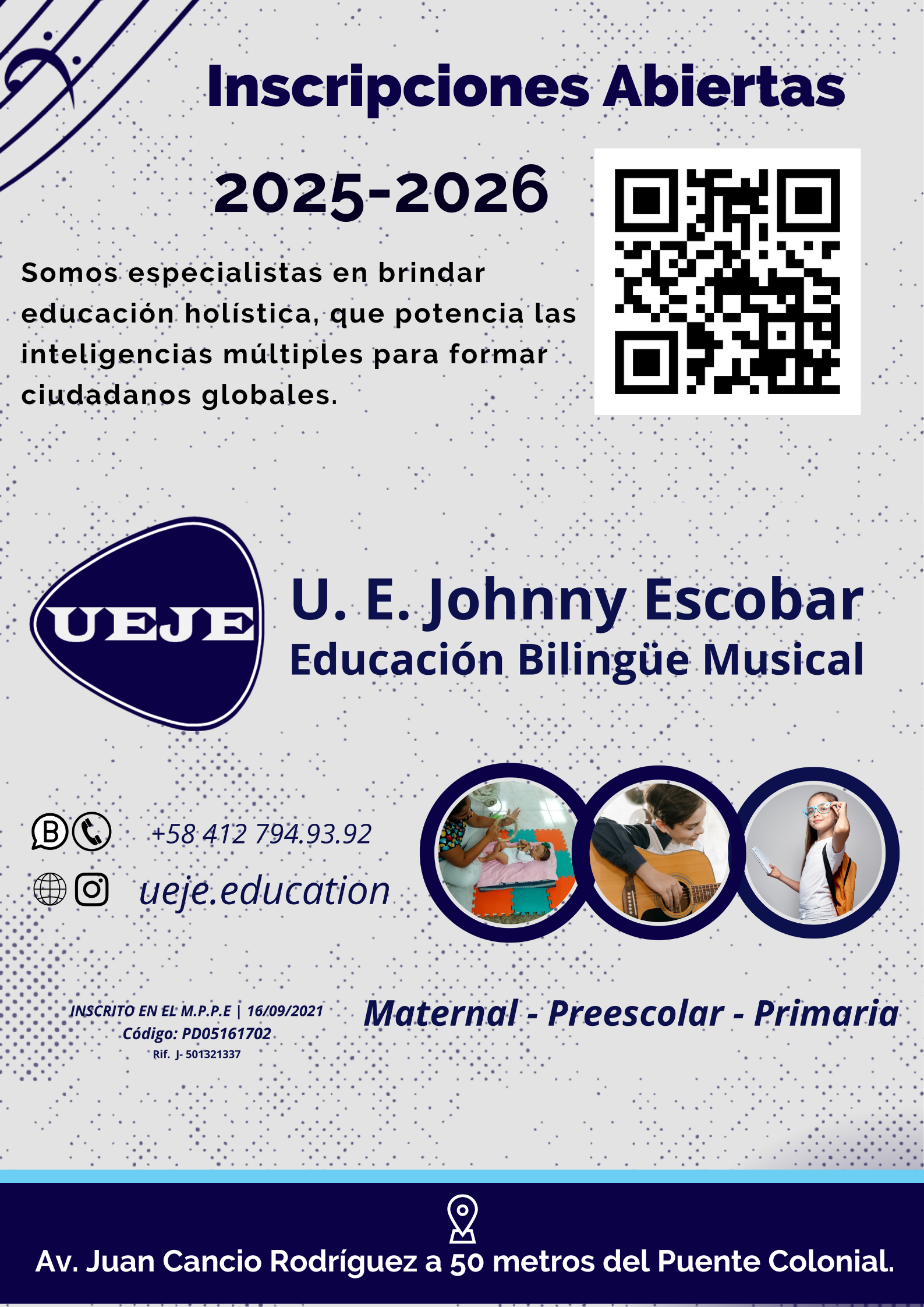 Poster inscripciones abiertas moderno azul - copia